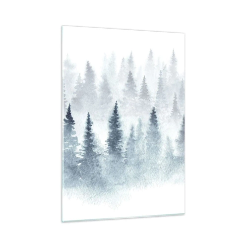 Cuadro sobre vidrio - Impresiones sobre Vidrio - Bosque de bambú envuelto en niebla - 50x70cm - Envuelto en la niebla - Decoración de pared moderna para salón y dormitorio ARTTOR
