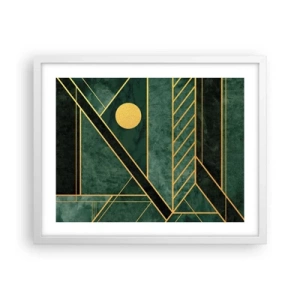 Póster en marco blanco - La dinámica del oro y el azul - 50x40 cm