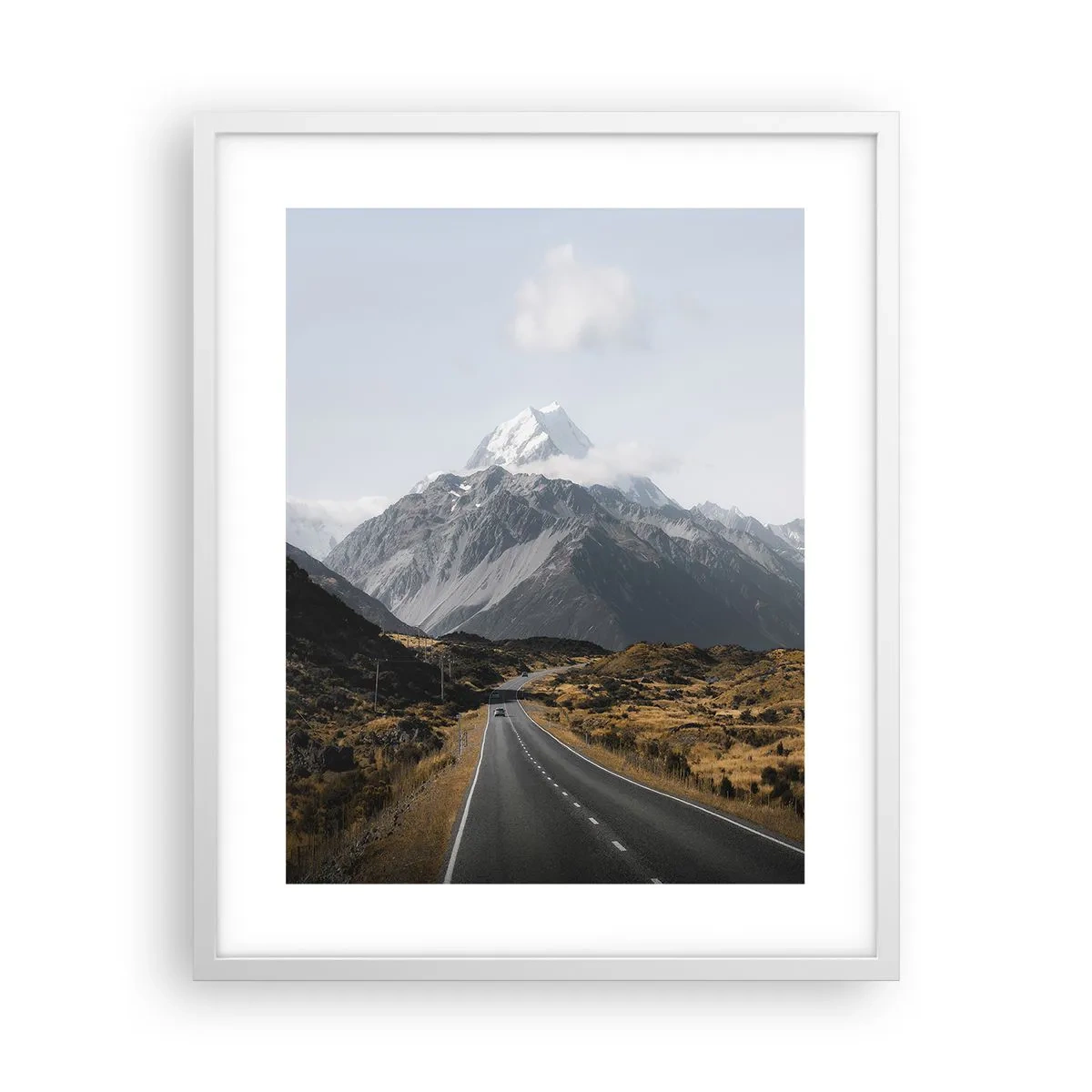 Póster en marco blanco - El camino al corazón de las montañas - 40x50 cm