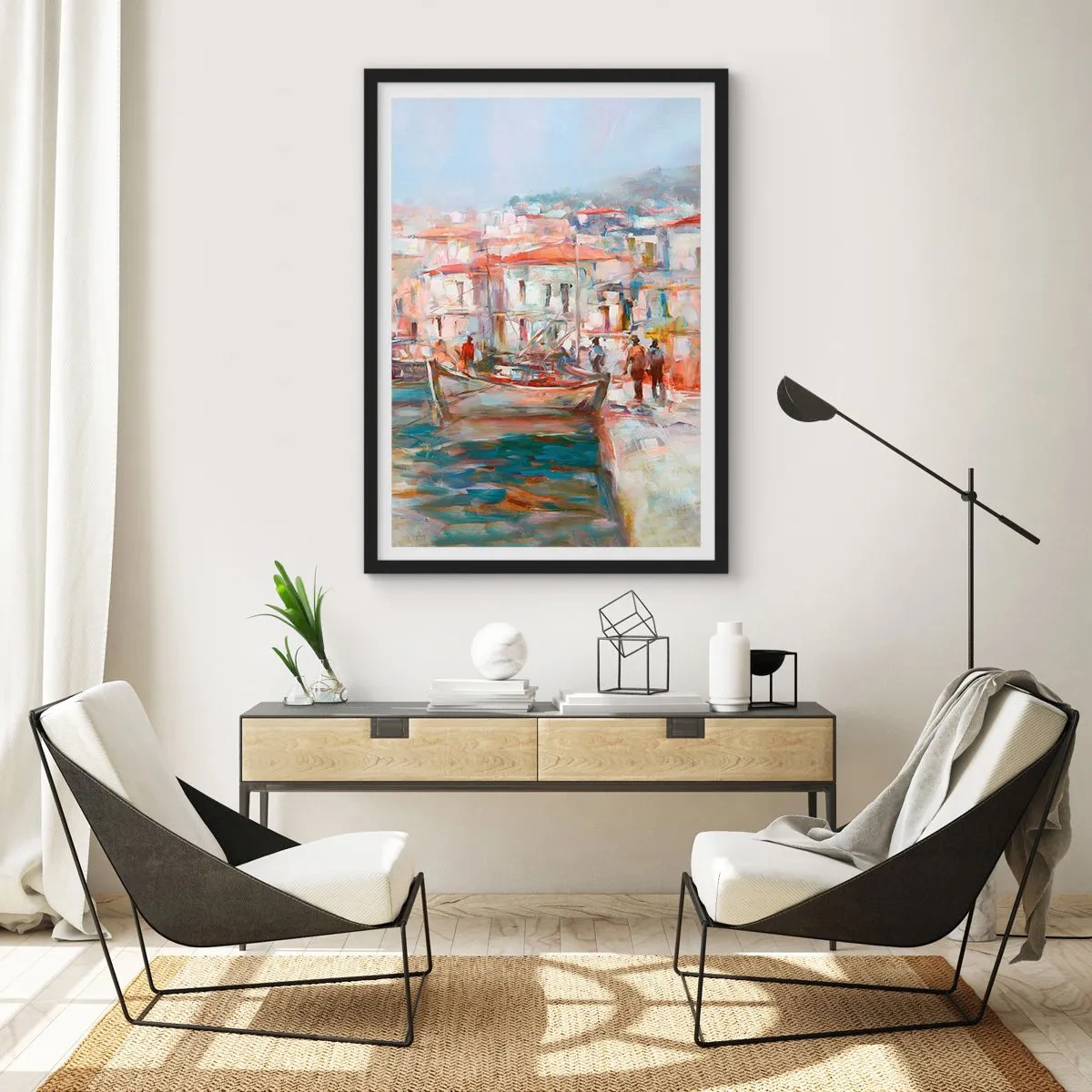 Póster en marco negro - Vacaciones en colores pastel - 61x91 cm