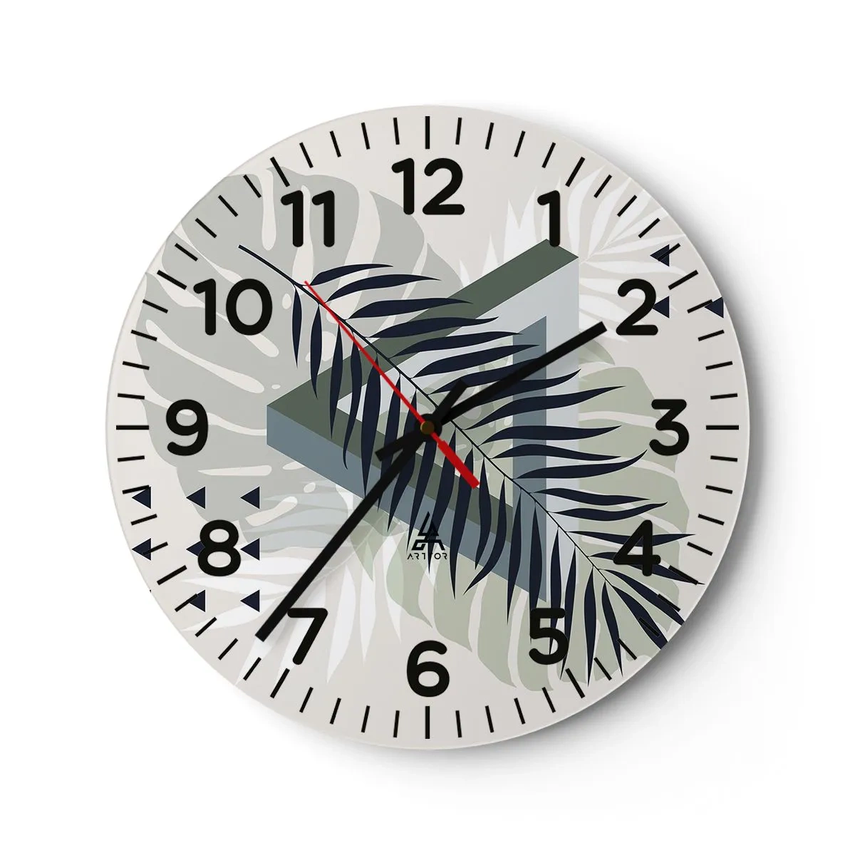 Reloj de pared - Reloj de vidrio - Naturaleza y geometría - 40x40 cm