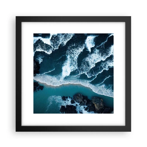 Póster en marco negro - Rodeadas por las olas - 30x30 cm
