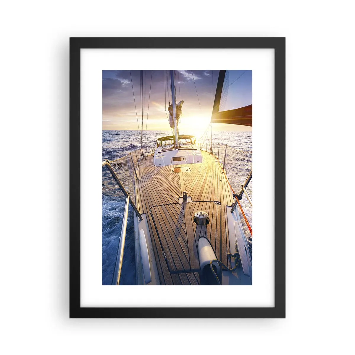 Póster en marco negro - Corriendo sobre las olas - 30x40 cm