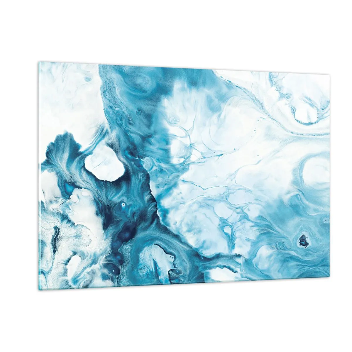 Cuadro sobre vidrio - Impresiones sobre Vidrio - Composición abstracta en tonos azules y blancos. - 120x80cm - Un concierto azul - Decoración de pared moderna para salón y dormitorio ARTTOR