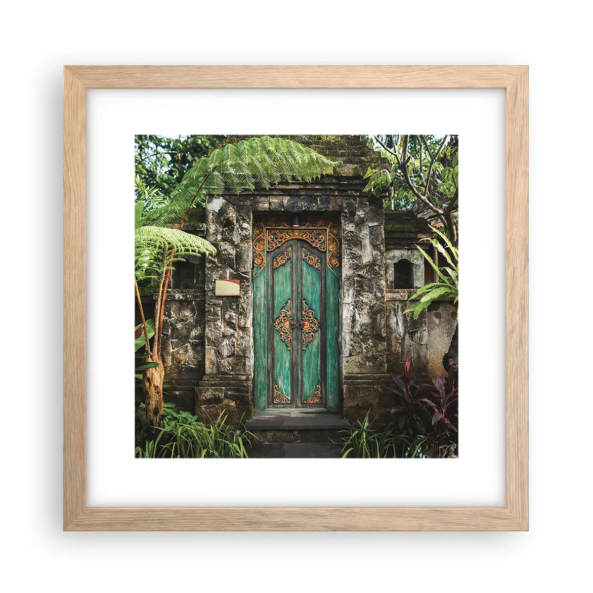 Póster en marco roble claro - Una puerta a un mundo exótico - 30x30 cm