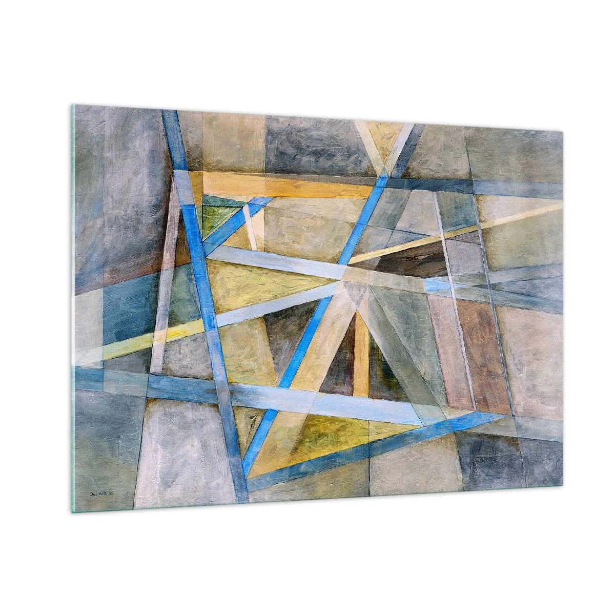 Cuadro sobre vidrio - Impresiones sobre Vidrio - Composición abstracta con formas geométricas - 100x70cm - ¿Recto o inclinado? - Decoración de pared moderna para salón y dormitorio ARTTOR