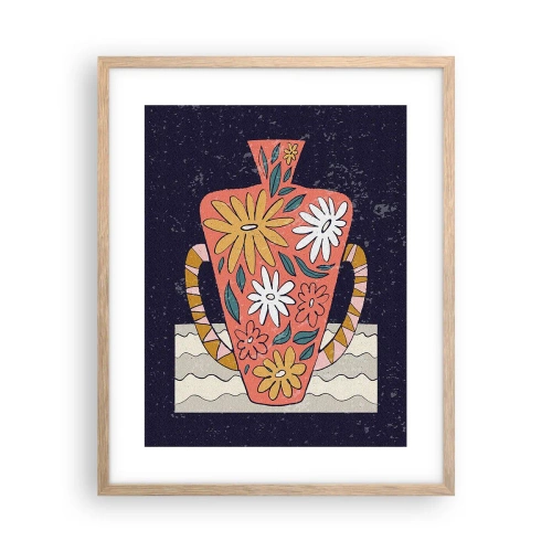 Póster en marco roble claro - Jarrón pintado - 40x50 cm