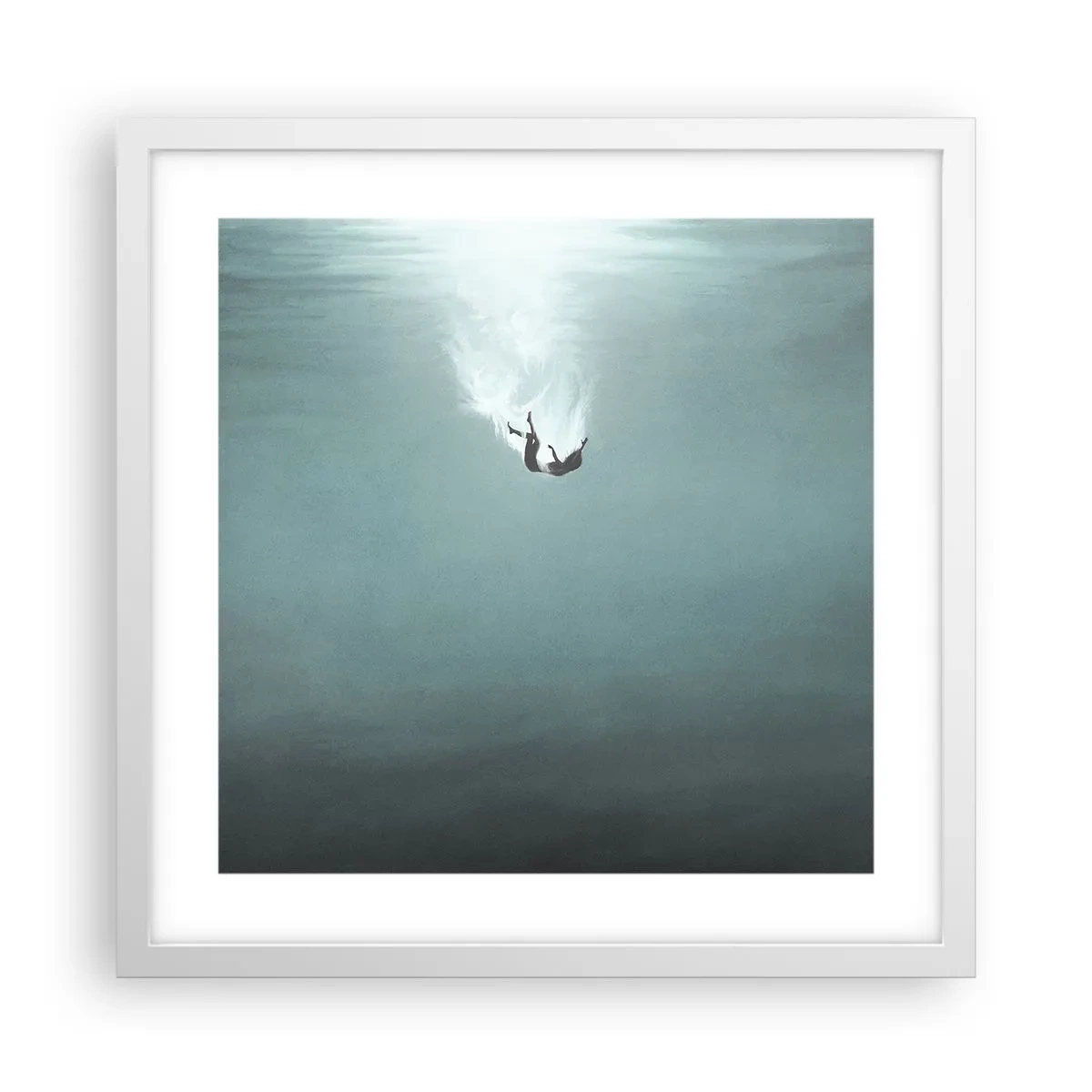 Póster en marco blanco - En el abrazo del océano - 40x40 cm
