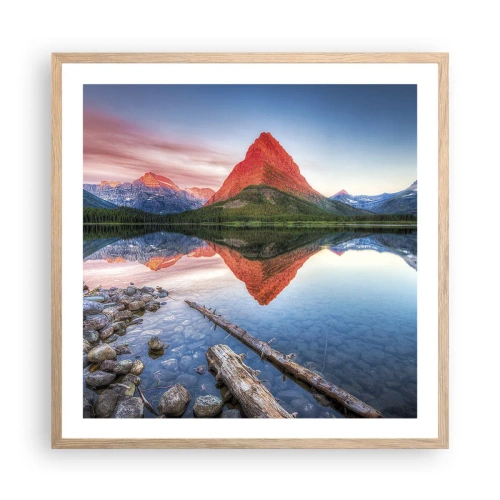 Póster en marco roble claro - Cálido y frío - 60x60 cm