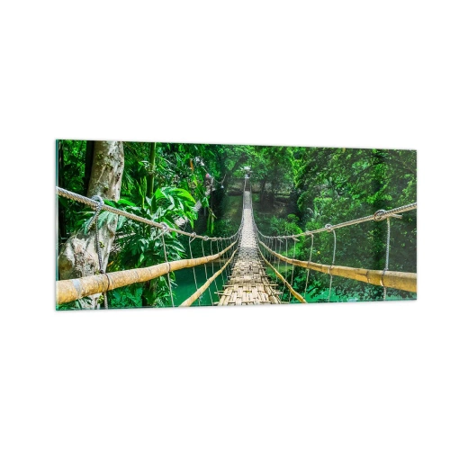 Cuadro sobre vidrio - Impresiones sobre Vidrio - Puente colgante sobre la vegetación - 100x40 cm