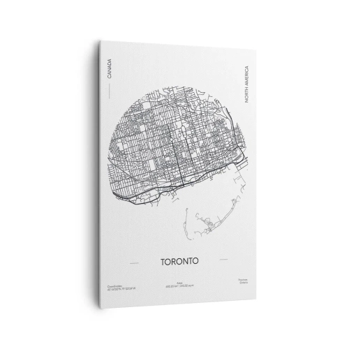 Cuadro sobre lienzo - Impresión de Imagen - Un mapa de Toronto en un estilo minimalista en blanco y negro - 80x120cm - Anatomía de Toronto - Decoración de pared moderna para salón y dormitorio ARTTOR