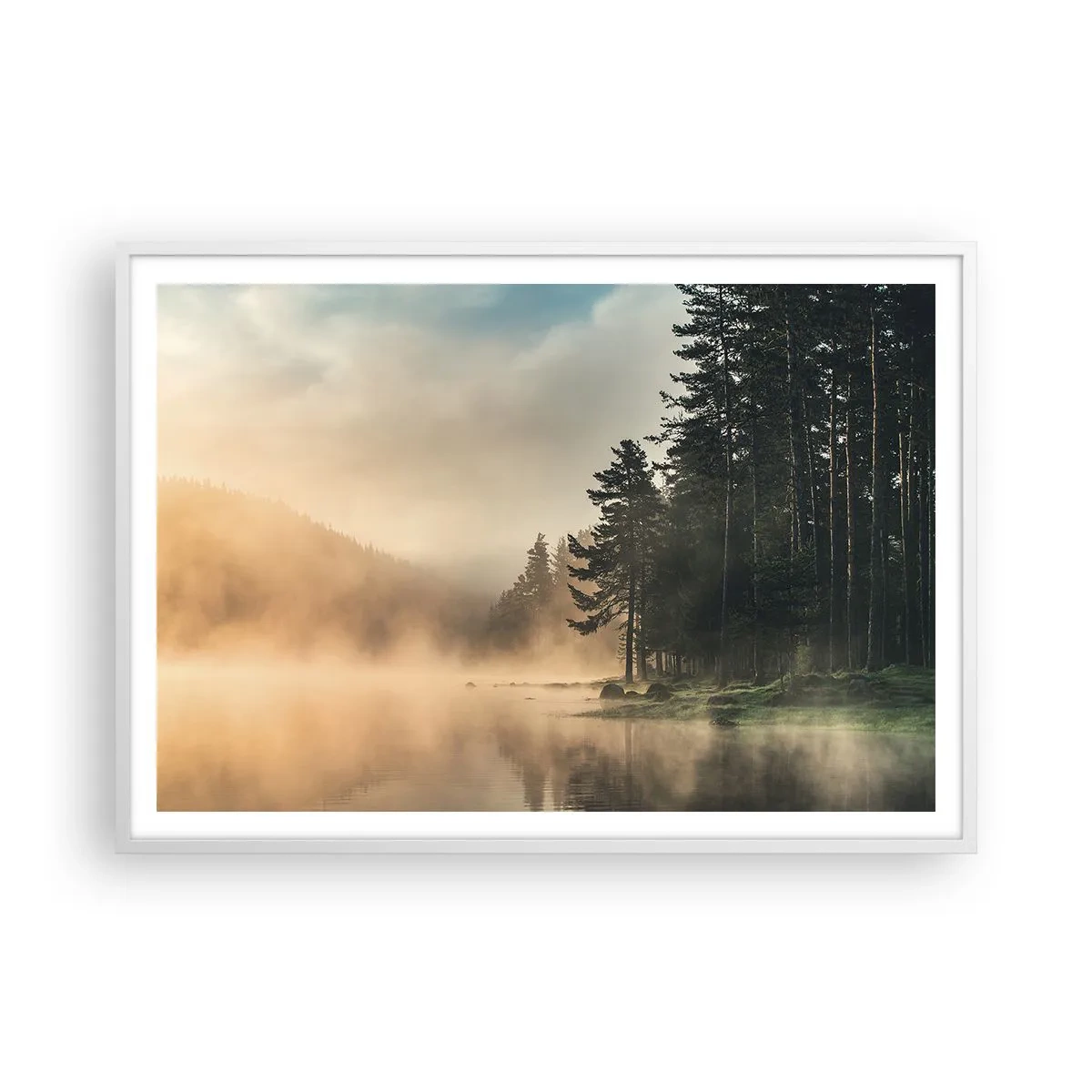 Póster en marco blanco - El nacimiento de un día - 100x70 cm