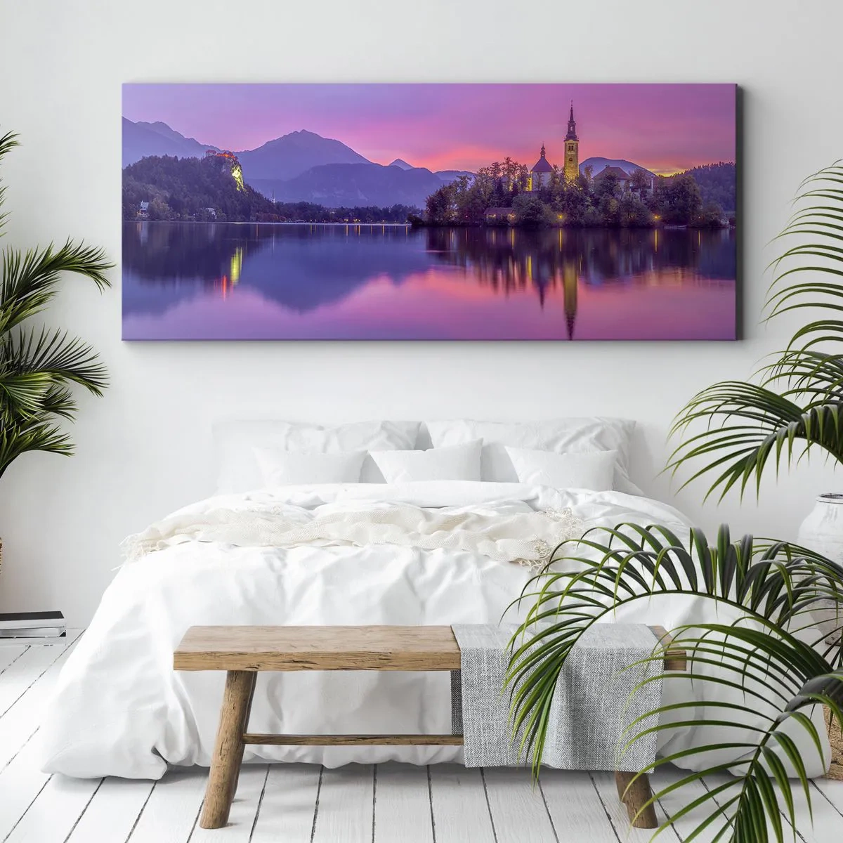 Cuadro sobre lienzo - Impresión de Imagen - Isla de cuento de hadas al atardecer - 100x40 cm