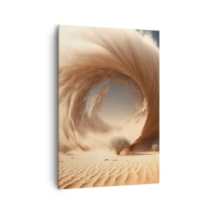 Cuadro sobre lienzo - Impresión de Imagen - Remolino de arena dinámico en un desierto con árboles - 70x100cm - Portal abierto - Decoración de pared moderna para salón y dormitorio ARTTOR
