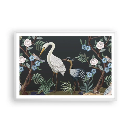 Póster en marco blanco - Desfile de aves - 91x61 cm