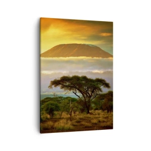 Cuadro sobre lienzo - Impresión de Imagen - Paisaje africano con el Kilimanjaro al amanecer - 50x70cm - El sueño del viajero - Decoración de pared moderna para salón y dormitorio ARTTOR