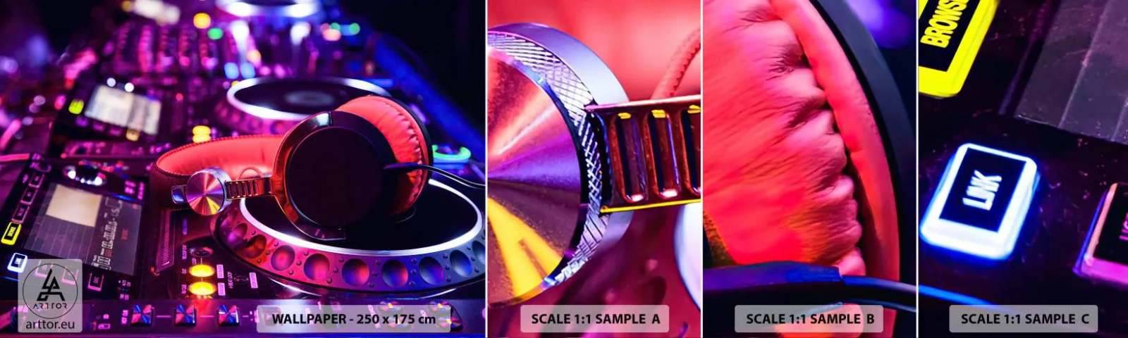 Muestra De Fotomural Standard Eco - Antes de que comience la diversión - Música, Estudio de música, Auriculares - 100x30 cm