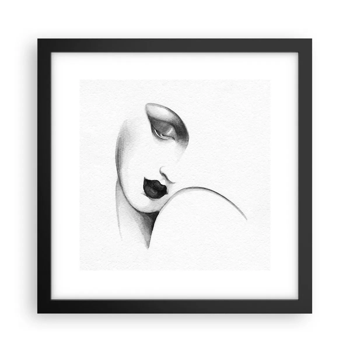 Póster en marco negro - Pensativa - 30x30 cm