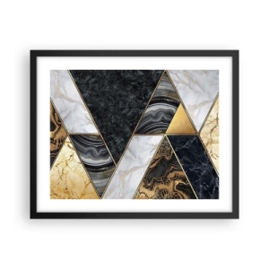 Póster en marco negro - Collage de piedras - 50x40 cm