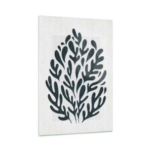 Cuadro sobre vidrio - Impresiones sobre Vidrio - Motivo de hoja abstracta oscura sobre un fondo claro - 70x100cm - Formas de la naturaleza - Decoración de pared moderna para salón y dormitorio ARTTOR