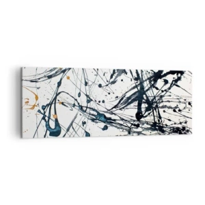 Cuadro sobre lienzo - Impresión de Imagen - Patrón de pintura abstracta con líneas y manchas dinámicas. - 140x50cm - ¿Con o sin sentido? - Decoración de pared moderna para salón y dormitorio ARTTOR