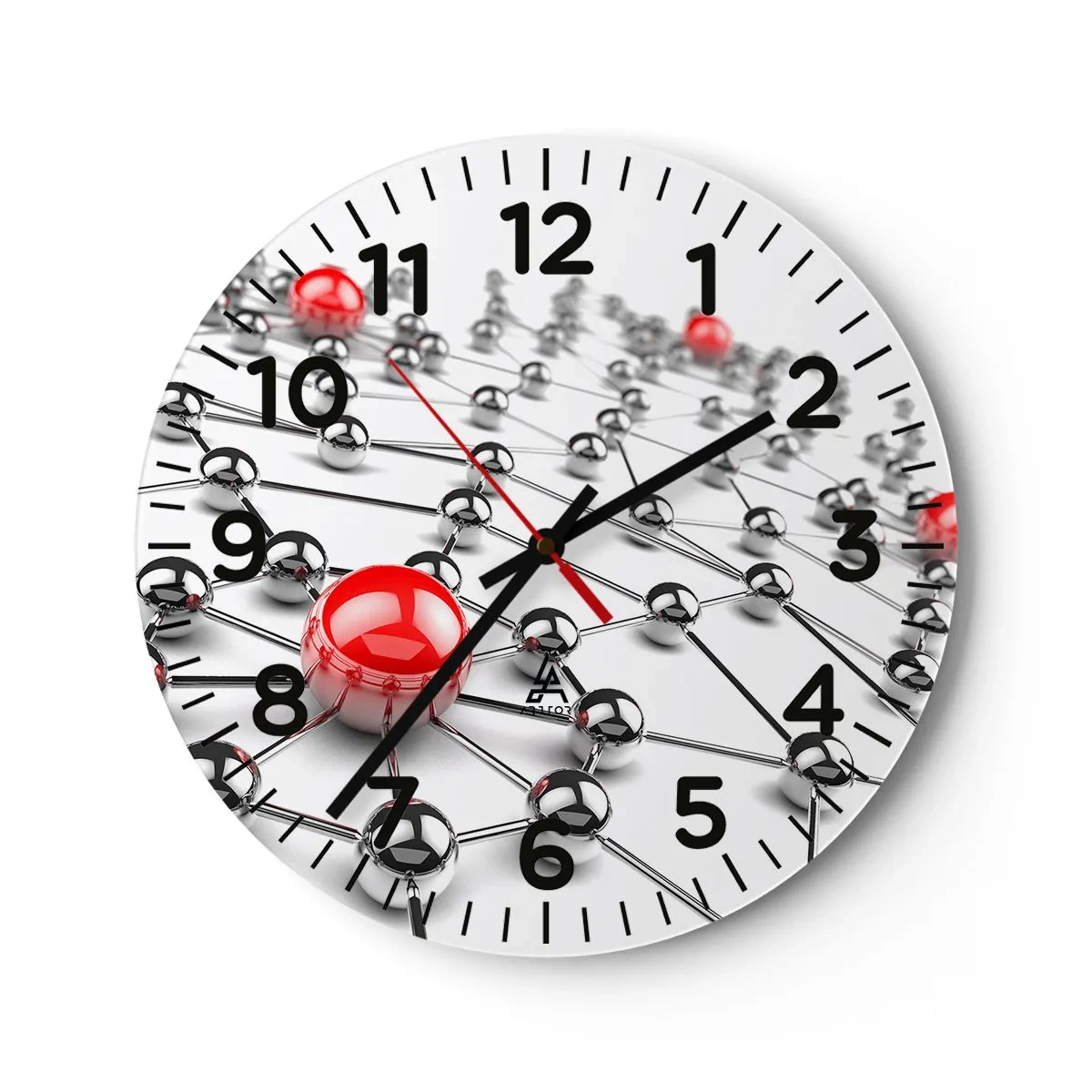 Reloj de pared - Reloj de vidrio - Una red plateada - 40x40 cm