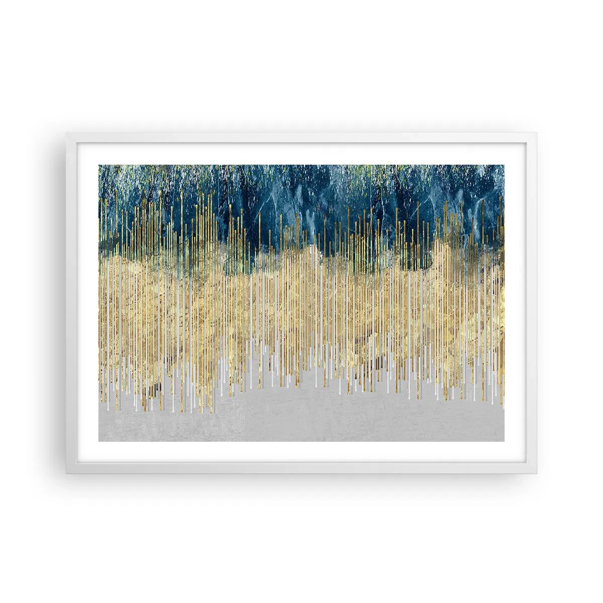 Póster en marco blanco - Frontera de líneas doradas - 70x50 cm