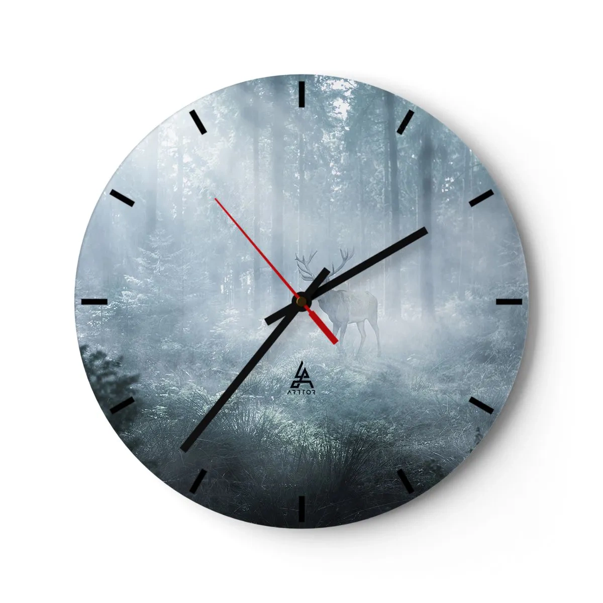 Reloj de pared - Reloj de vidrio - Ronda matutina por la finca - 40x40 cm