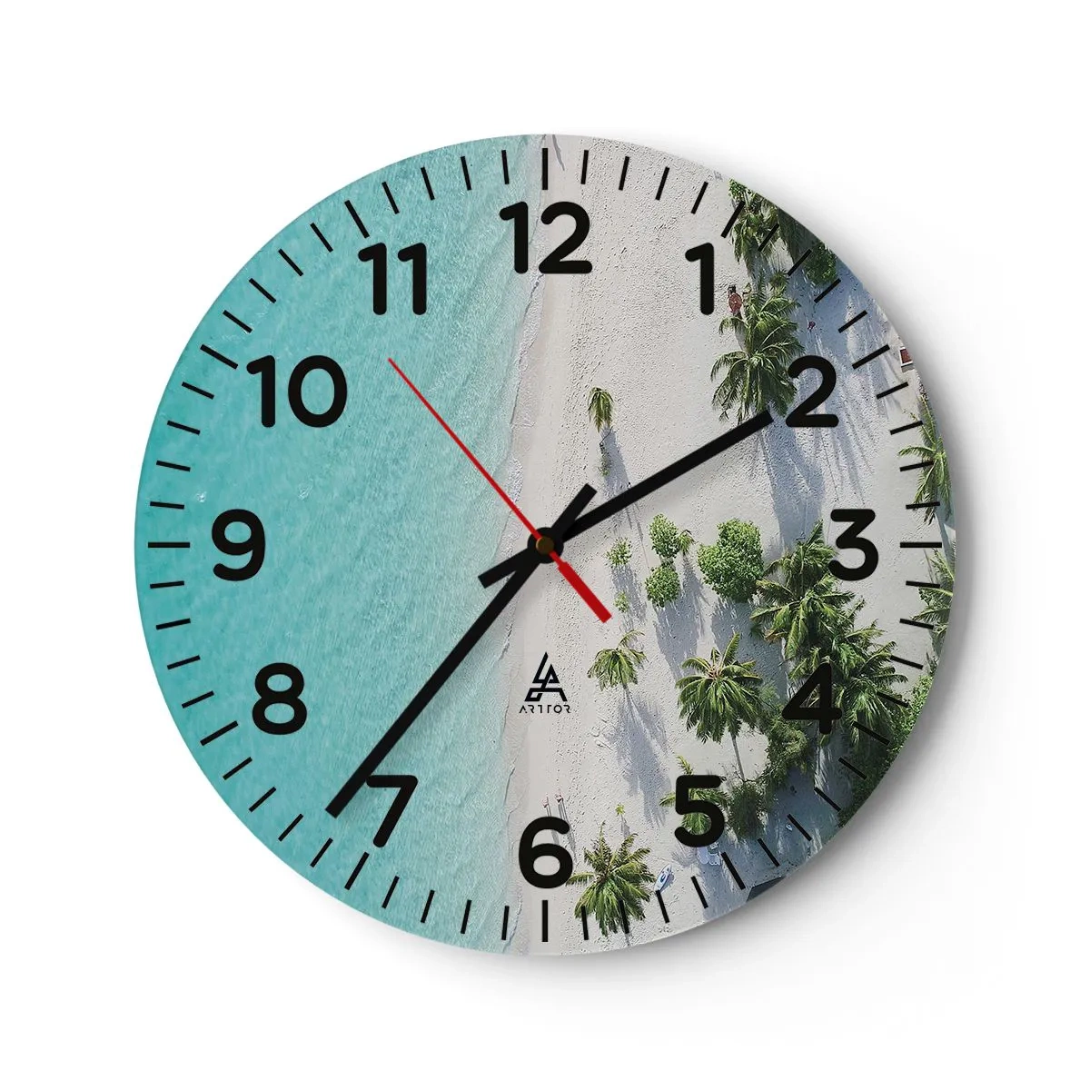 Reloj de pared - Reloj de vidrio - Vacaciones en el paraíso - 40x40 cm