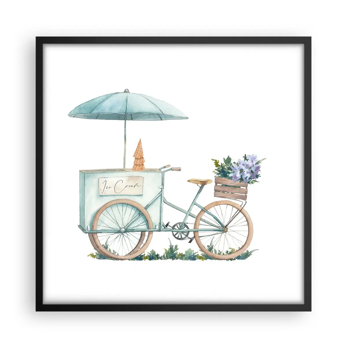 Póster en marco negro - Dulce recuerdo del verano - 50x50 cm