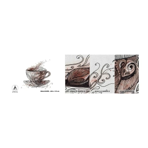 Muestra de fotomural Premium Sand - Té para todo - Abstracción, Taza, Café exprés - 100x30 cm