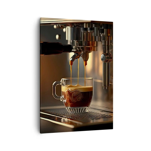 Cuadro sobre lienzo - Impresión de Imagen - Cafetera con una taza de espresso aromático. - 50x70cm - Un brebaje sensual - Decoración de pared moderna para salón y dormitorio ARTTOR