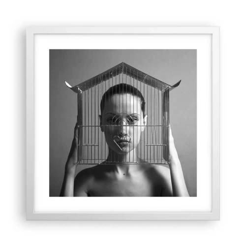 Póster en marco blanco - Un retrato algo surrealista - 40x40 cm