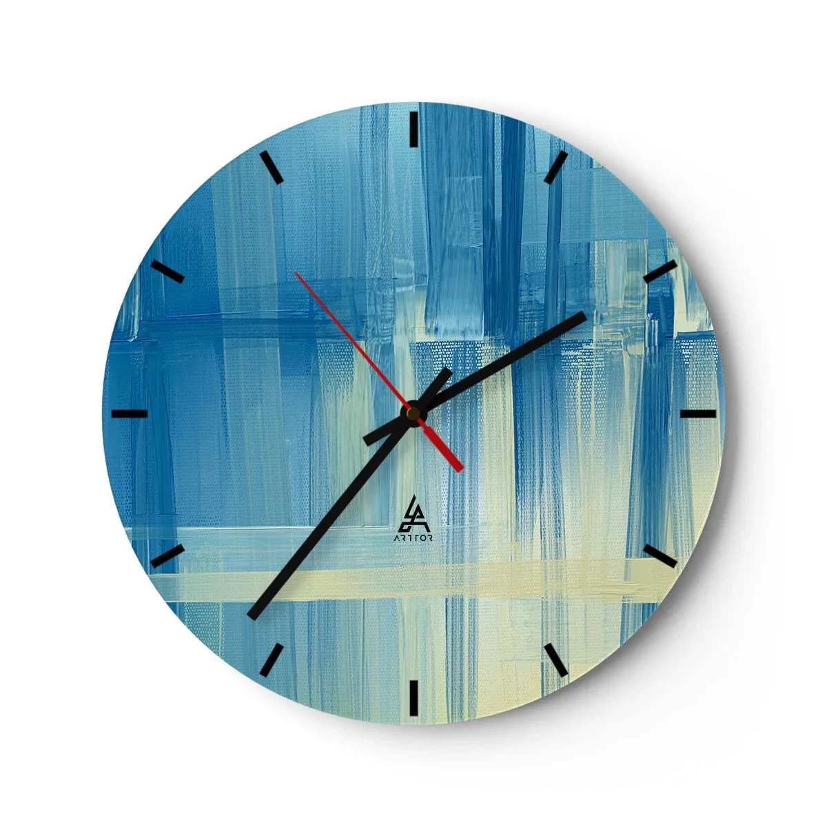 Reloj de pared - Reloj de vidrio - Composición en turquesa - 40x40 cm