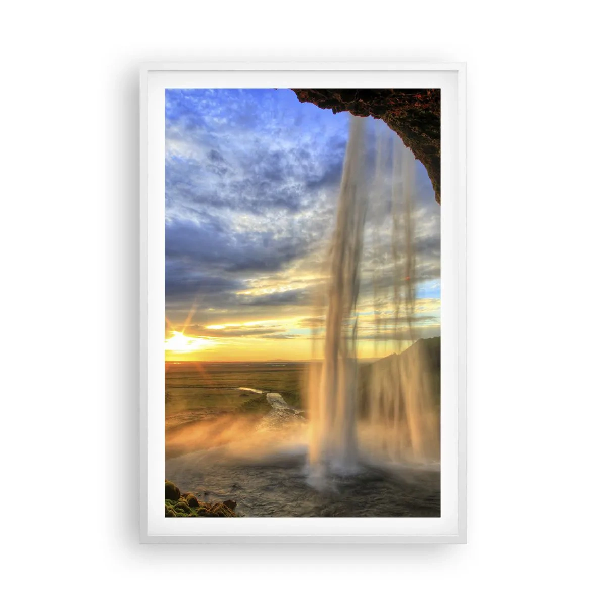 Póster en marco blanco - El mundo tras el velo de las gotas - 61x91 cm