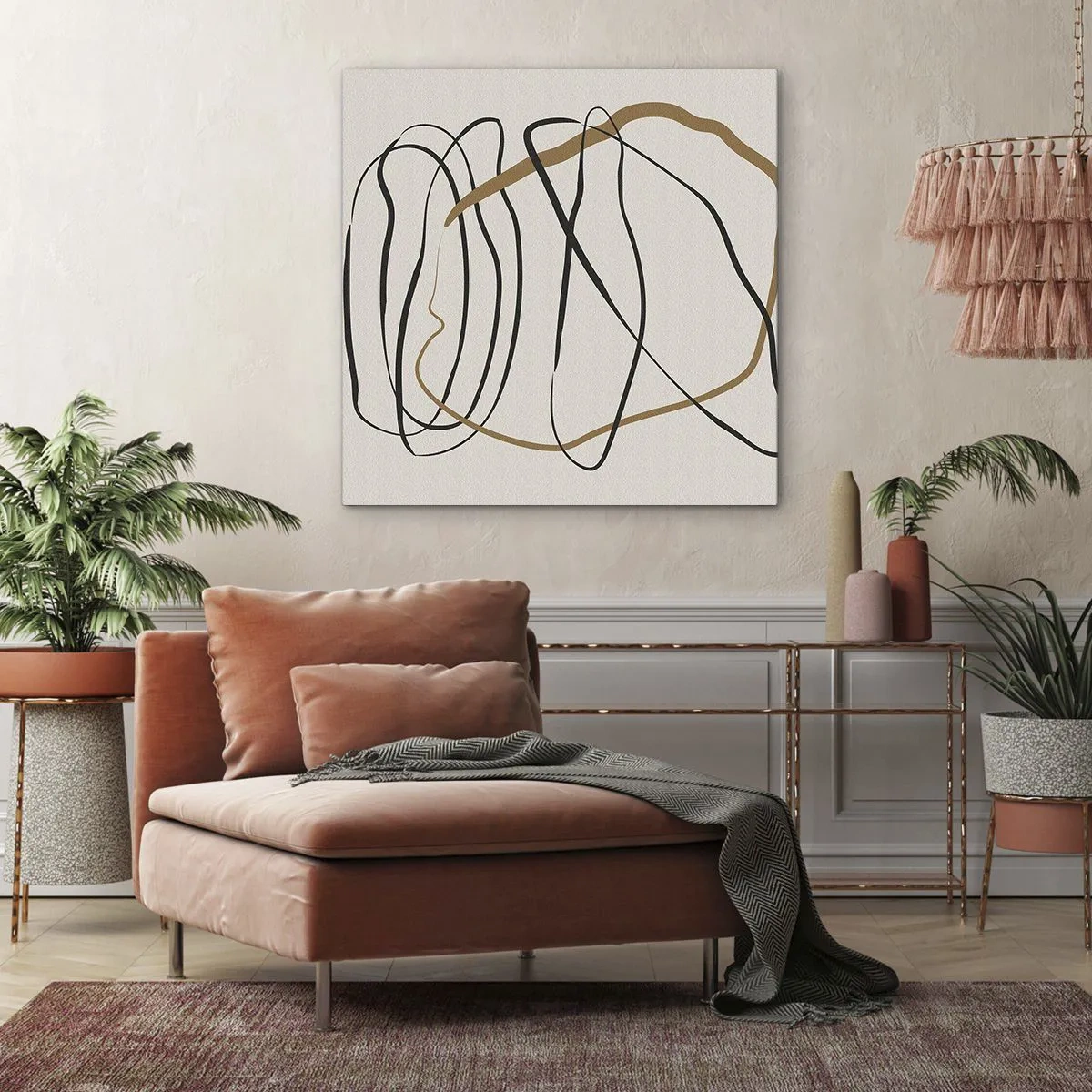 Cuadro sobre lienzo - Impresión de Imagen - Composición: danza lineal - 50x50 cm