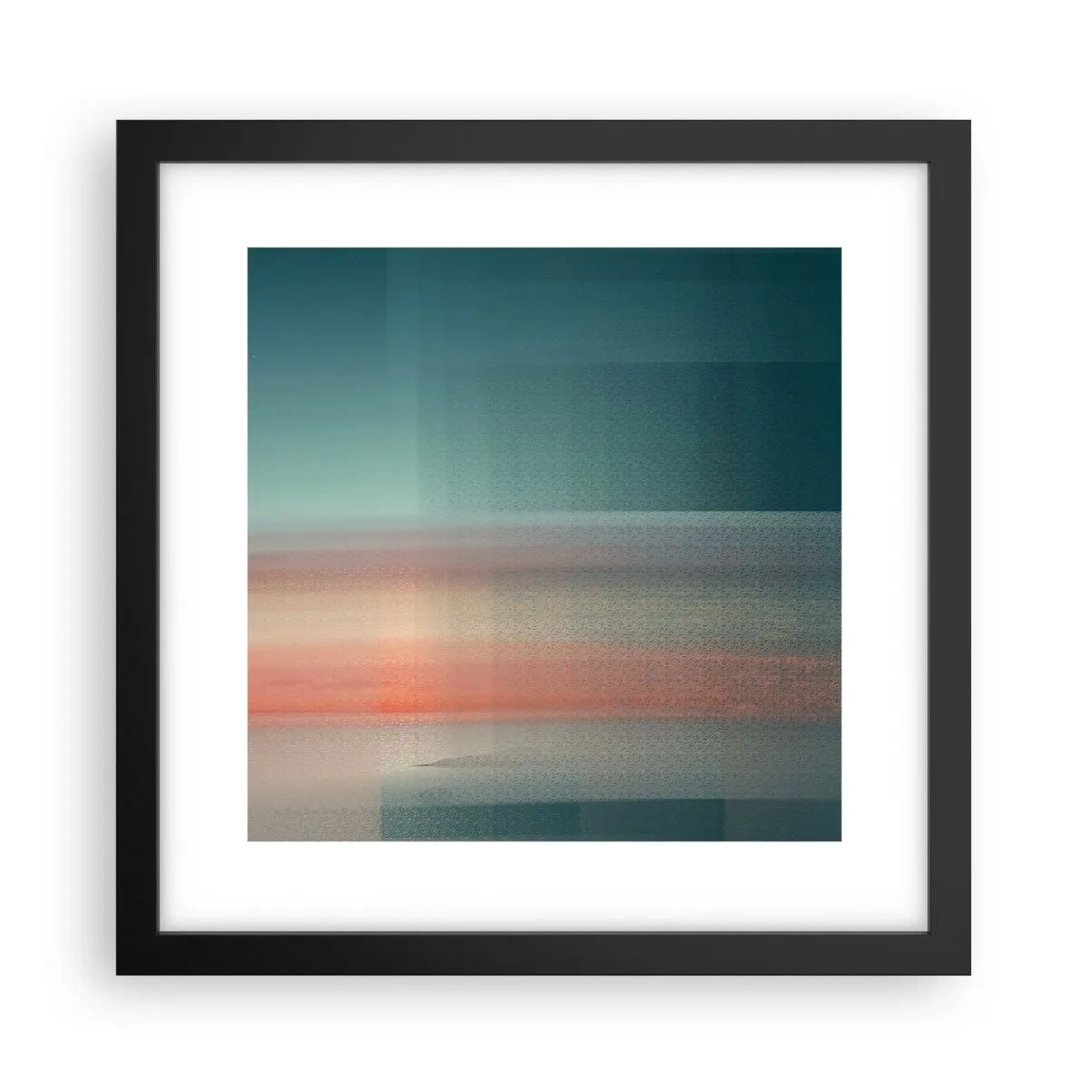 Póster en marco negro - Abstracción: ondas de luz - 30x30 cm