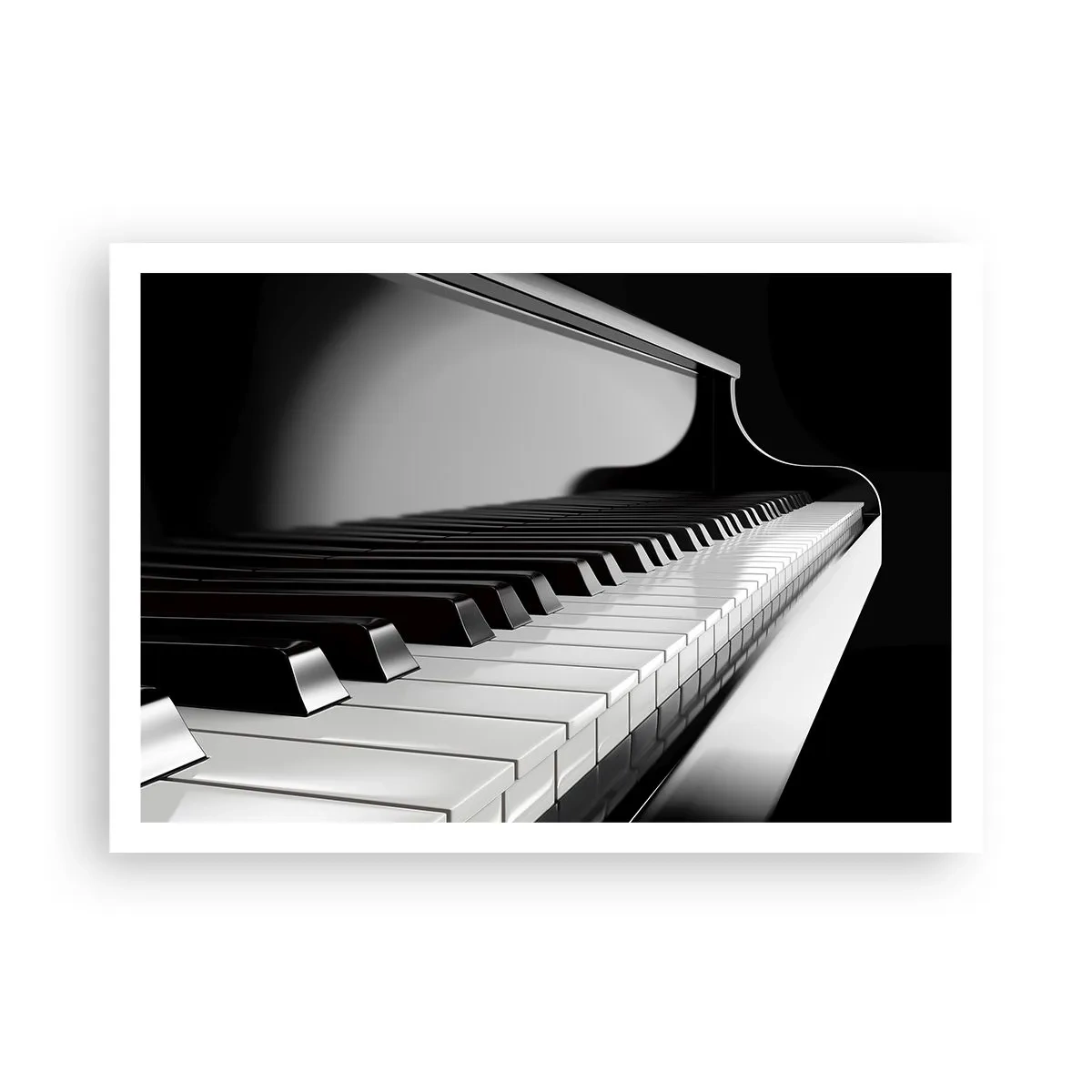 Póster - Teclas de piano en una elegante fotografía en blanco y negro - 100x70cm - Armonía musical - Decoración de pared moderna para salón y dormitorio ARTTOR