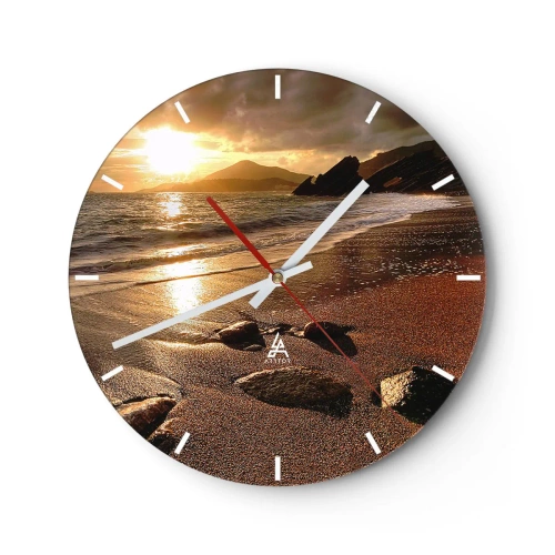 Reloj de pared - Reloj de vidrio - Sigue el sol hacia las colinas - 40x40 cm