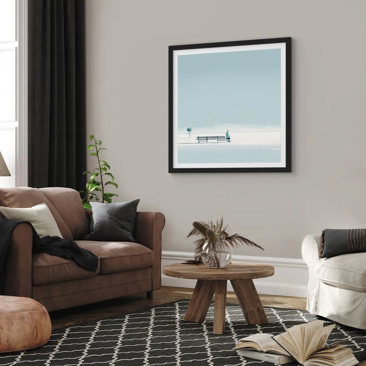 Póster en marco negro - Sí, estoy esperando - 50x50 cm