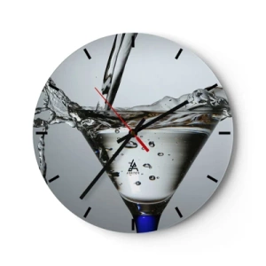Reloj de pared - Reloj de vidrio - Un vaso lleno de agua salpicada. - 30x30cm - Sobre el borde de una taza - Decoración de pared moderna para salón, cocina y dormitorio ARTTOR