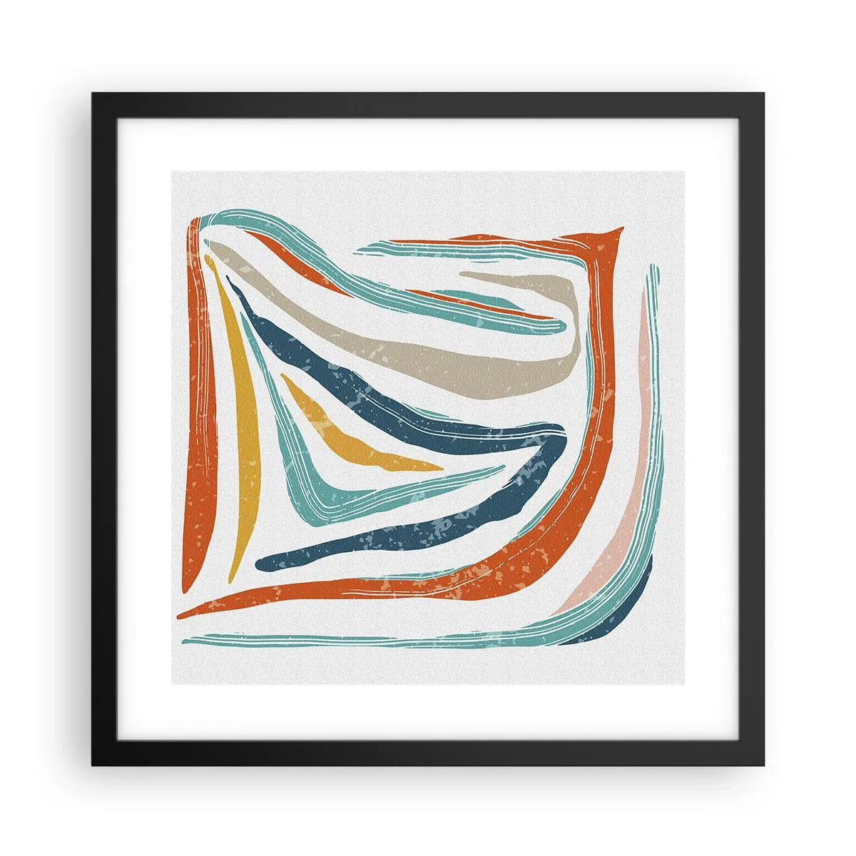 Póster en marco negro - Abstracción sonriente y amistosa - 40x40 cm