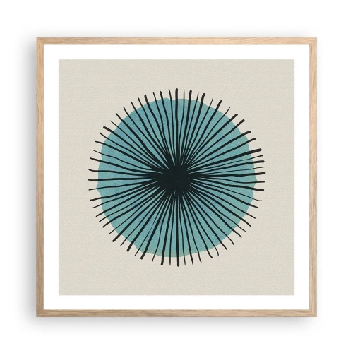Póster en marco roble claro - Radiante en azul - 60x60 cm