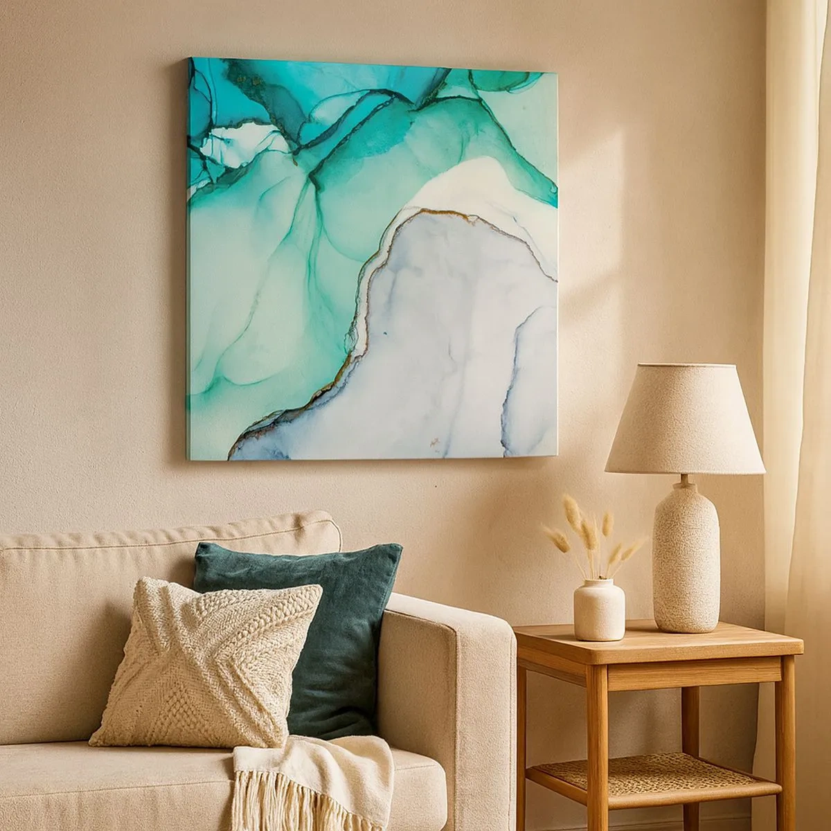 Cuadro sobre lienzo - Impresión de Imagen - Estudio en turquesa - 30x30 cm