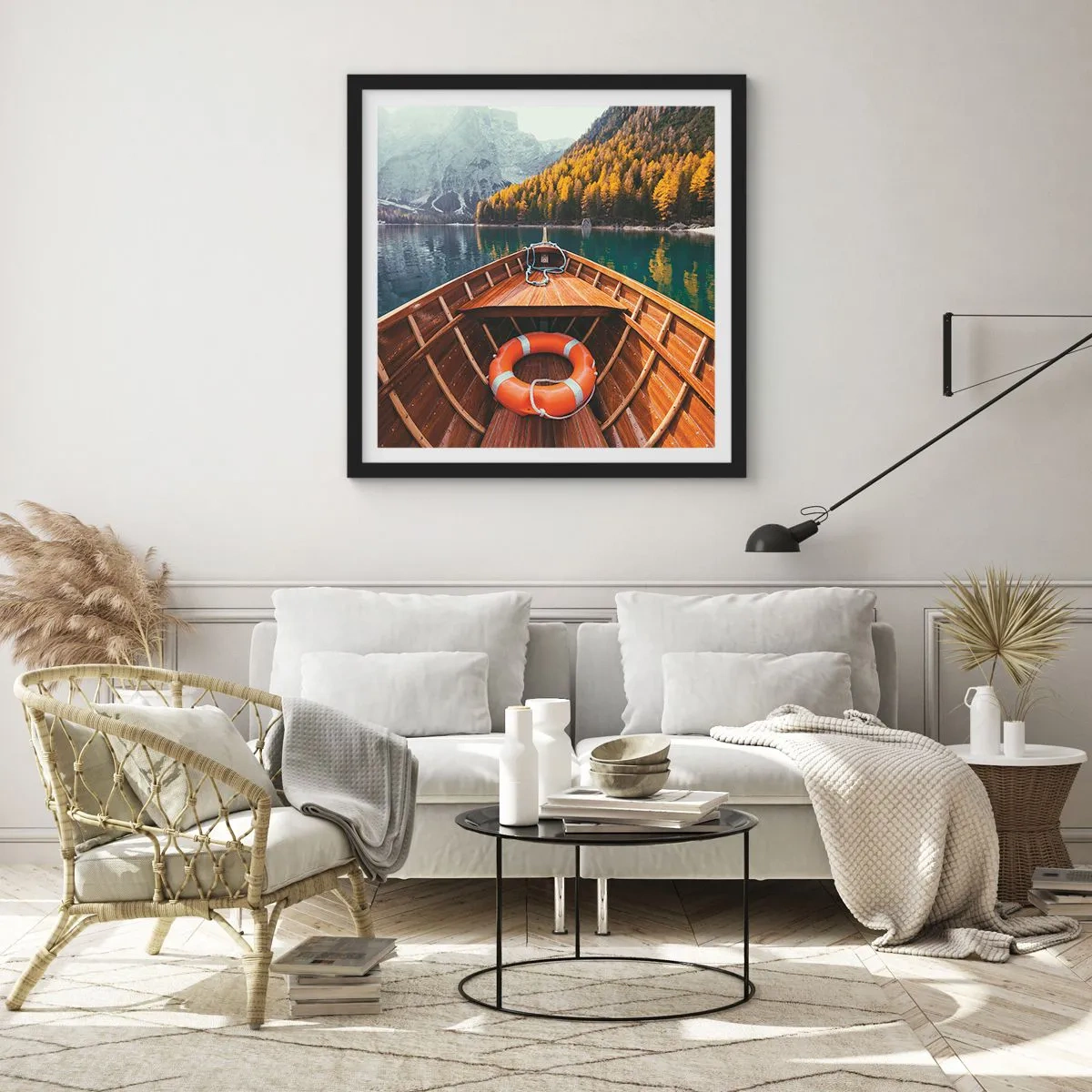 Póster en marco negro - Viaje a la montaña - 40x40 cm