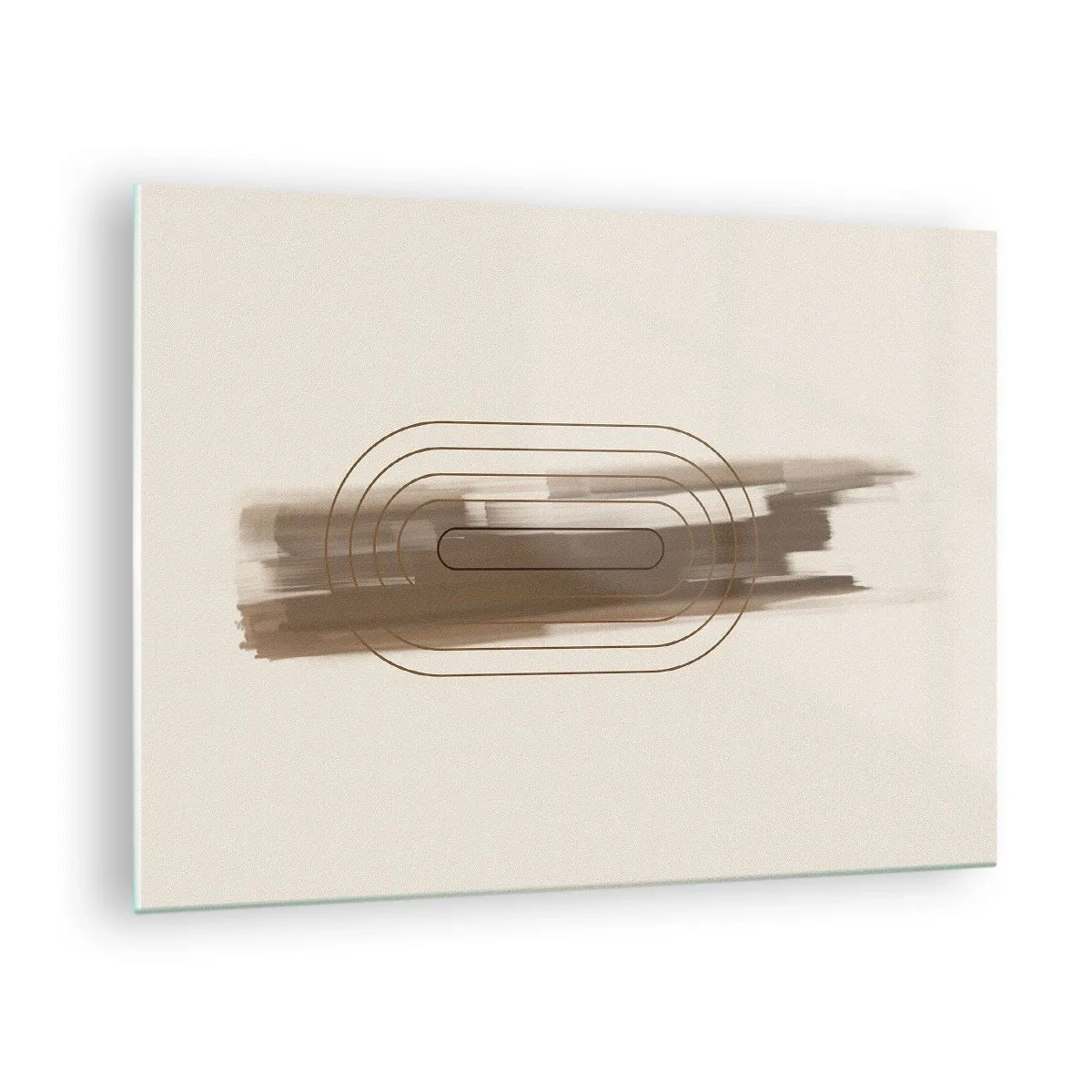 Cuadro sobre vidrio - Impresiones sobre Vidrio - Abstracción en tonos marrones con un patrón minimalista. - 70x50cm - Un soplo de gris - Decoración de pared moderna para salón y dormitorio ARTTOR