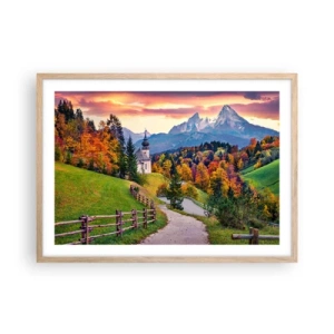 Póster en marco roble claro - Paisaje como una pintura - 70x50 cm