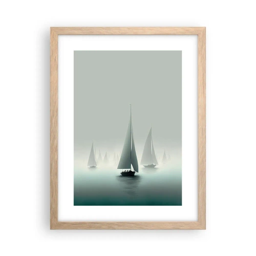 Póster en marco roble claro - Día de niebla en alta mar - 30x40 cm
