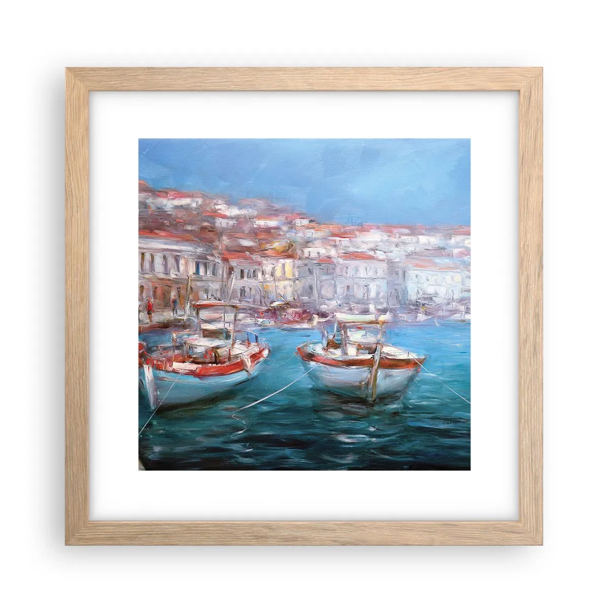 Póster en marco roble claro - Bahía italiana - 30x30 cm