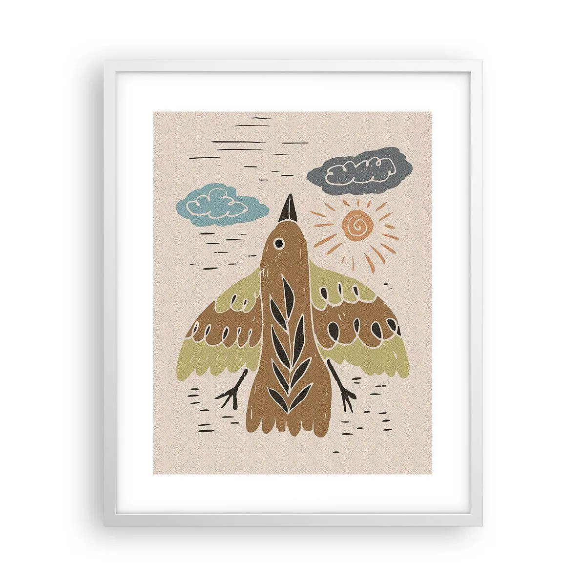 Póster en marco blanco - Vuelo alegre - 40x50 cm